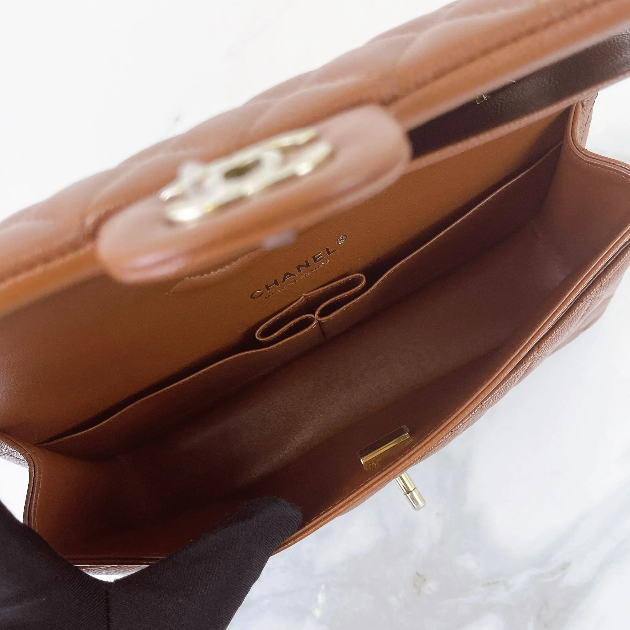 Chanel Timeless Classic Medium M/L 23A Caramel Caviar Leather Gold-tone Hardware
