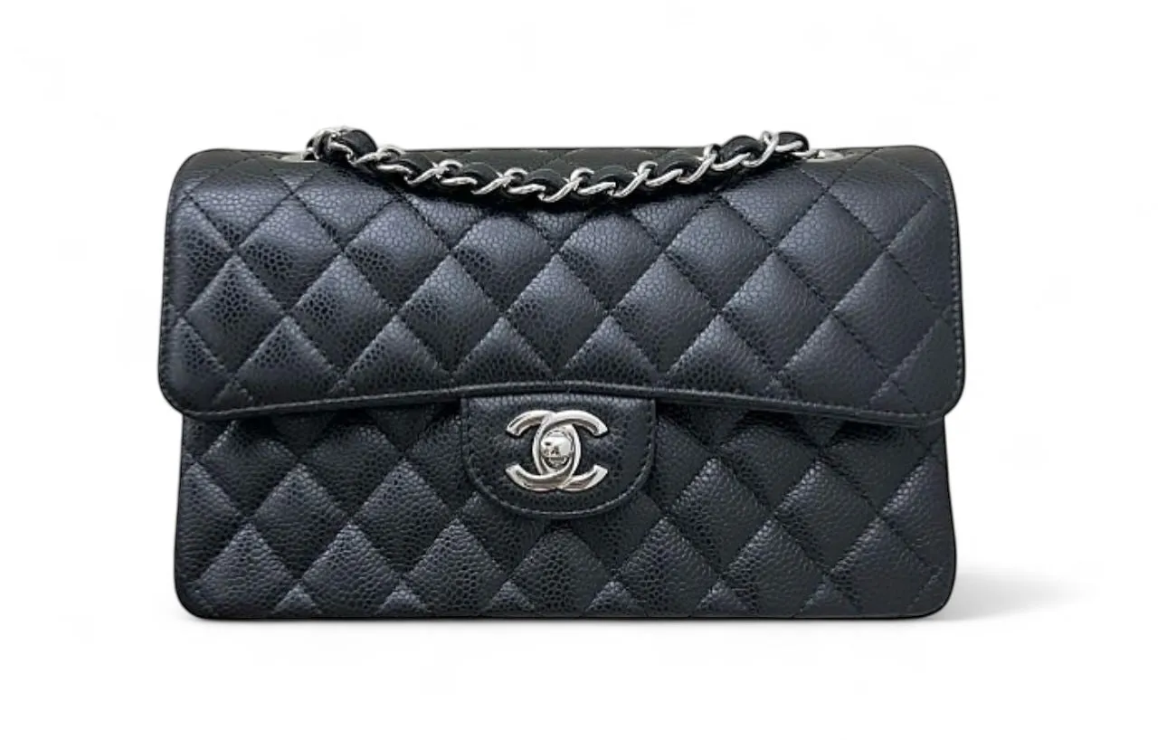 Chanel Timeless Classic Small Black Caviar/Grained Calfskin, Silver-tone Hardware
