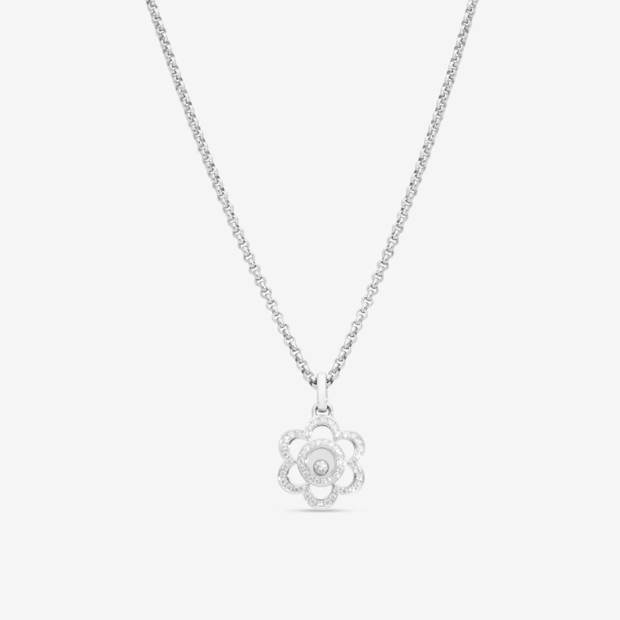 Chopard Happy Diamonds 18K White Gold Diamond Pendant Necklace 796719-1003