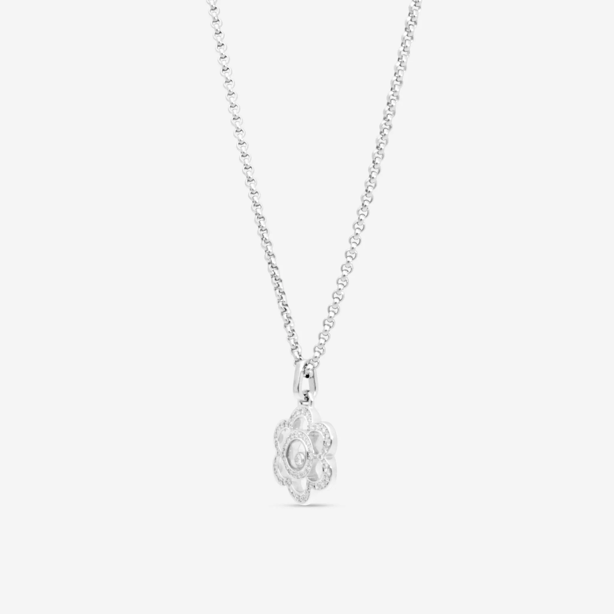 Chopard Happy Diamonds 18K White Gold Diamond Pendant Necklace 796719-1003