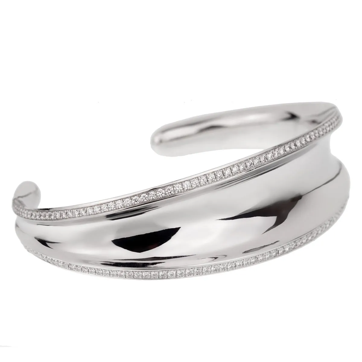 Chopard Imperiale Diamond 18k White Gold Cuff Bangle Bracelet