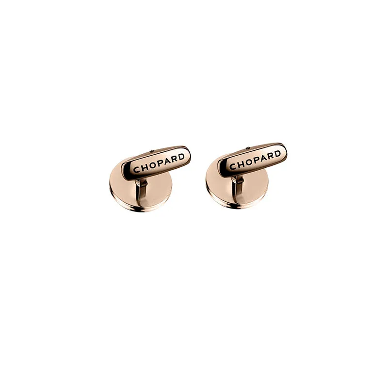 CHOPARD 'WINGS TOURBILLON' ONYX CUFFLINKS WITH ROSE GOLD PVD FINISH