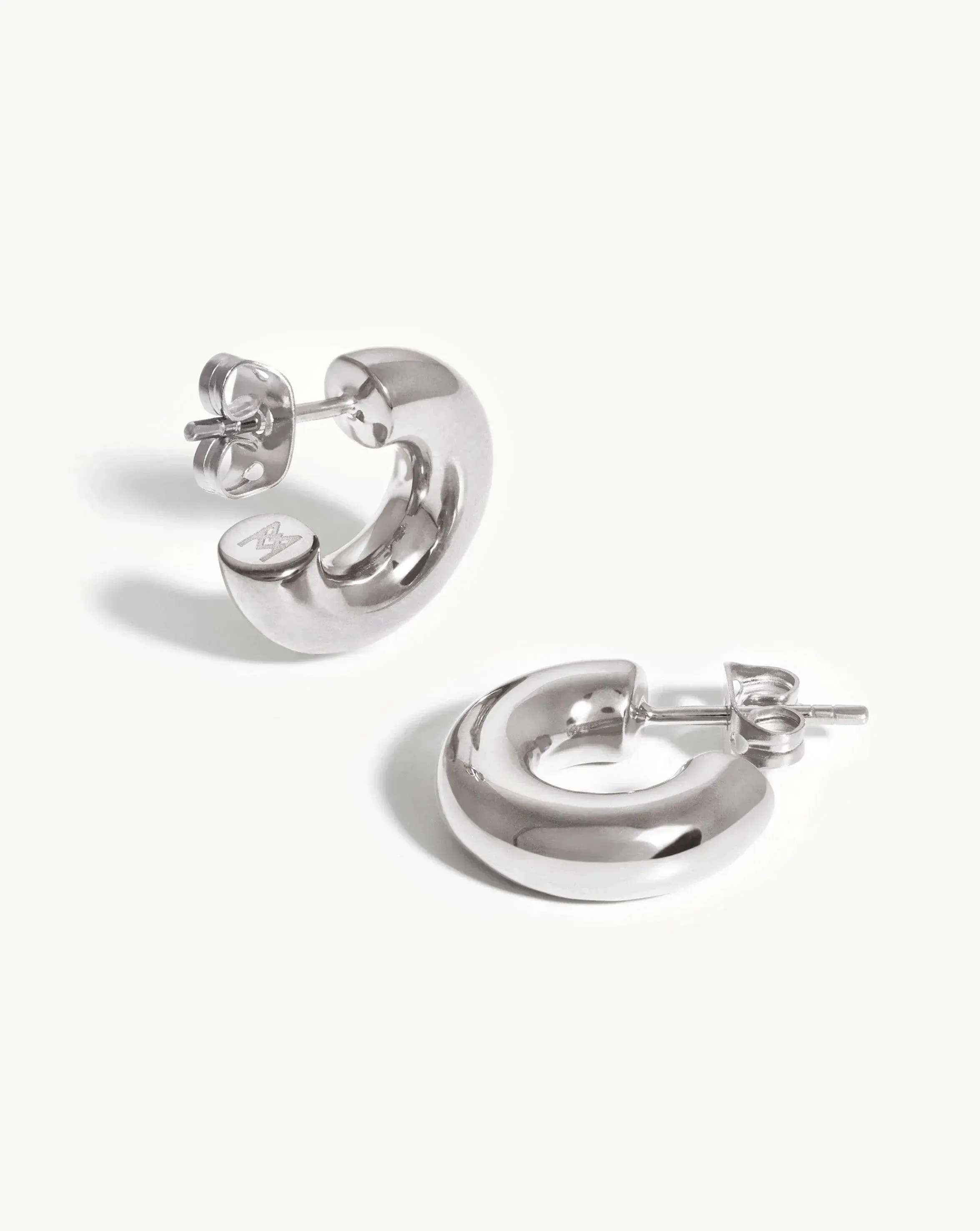 Chubby Tunnel Small Hoop Earrings | Silver Plated
