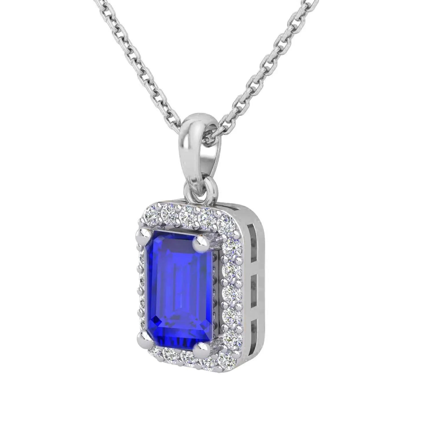 Dallas - Natural Blue Sapphire and Diamond Pendant