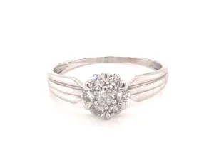 Diamond Flower Promise Ring - 14k White Gold