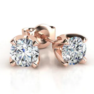 Ella 50 Round Diamond Stud Earrings 0.50ct Rose Gold