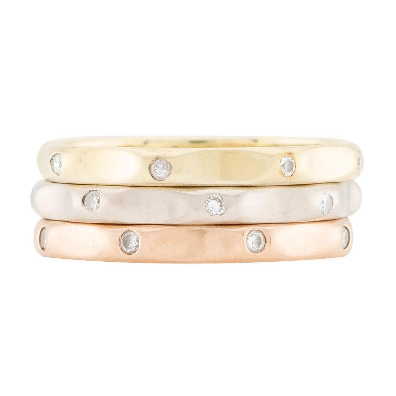 Estate 14k Diamond Mixed Metals Three Band Set