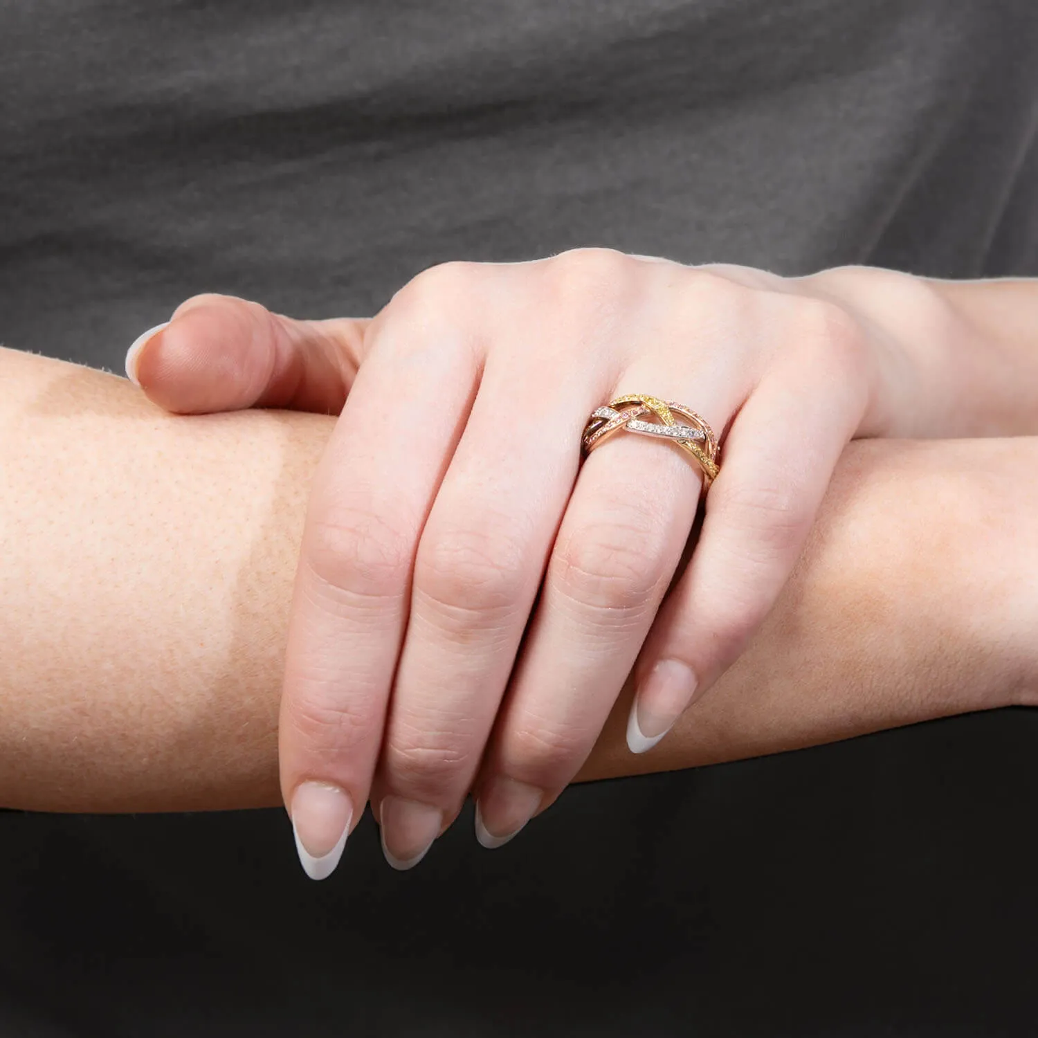 Estate 18k Mixed Metal Diamond Braided Band
