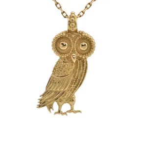 Estate Greek 18K Gold Athena's Owl Pendant