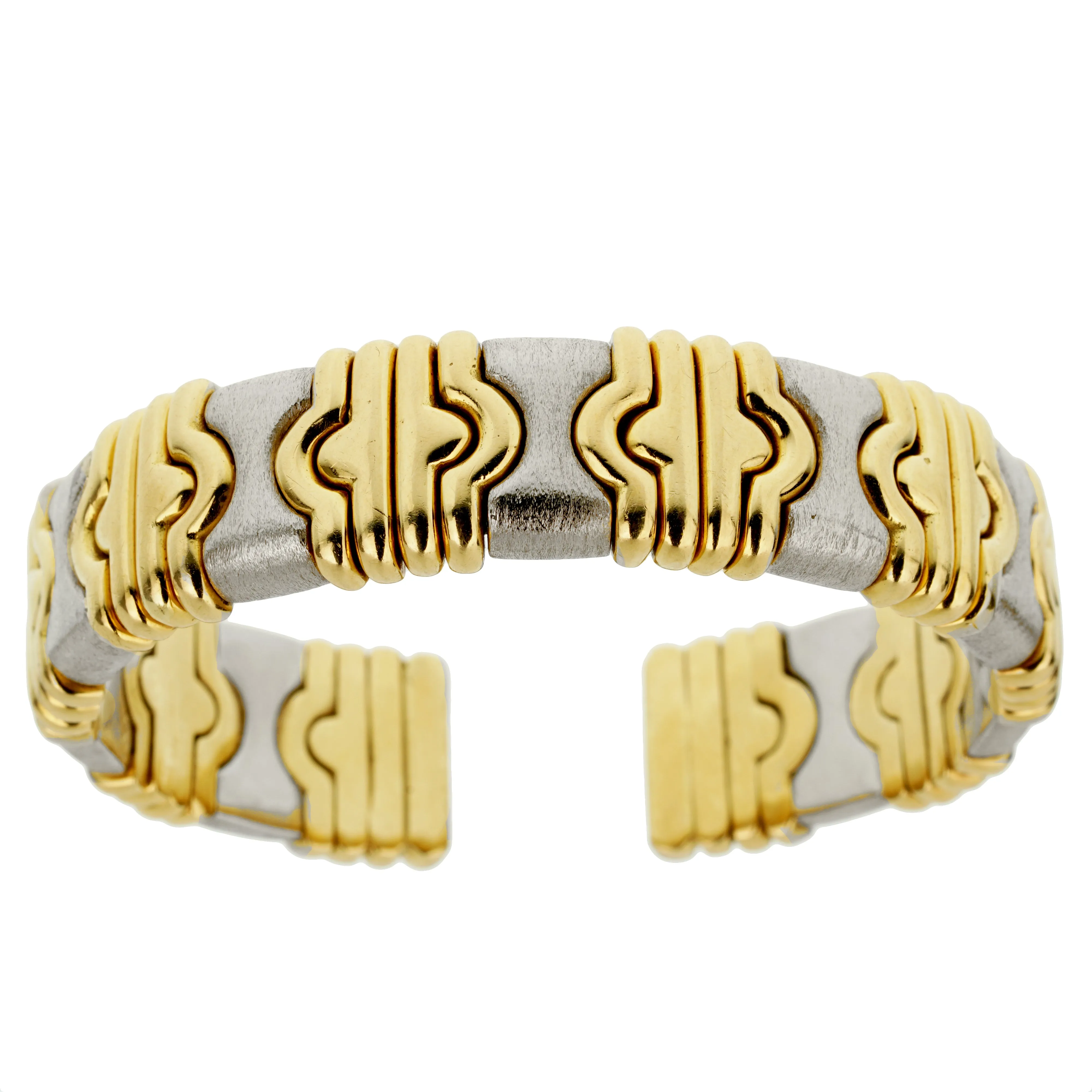 Estate Parentesi Style Cuff Bangle Gold Bracelet