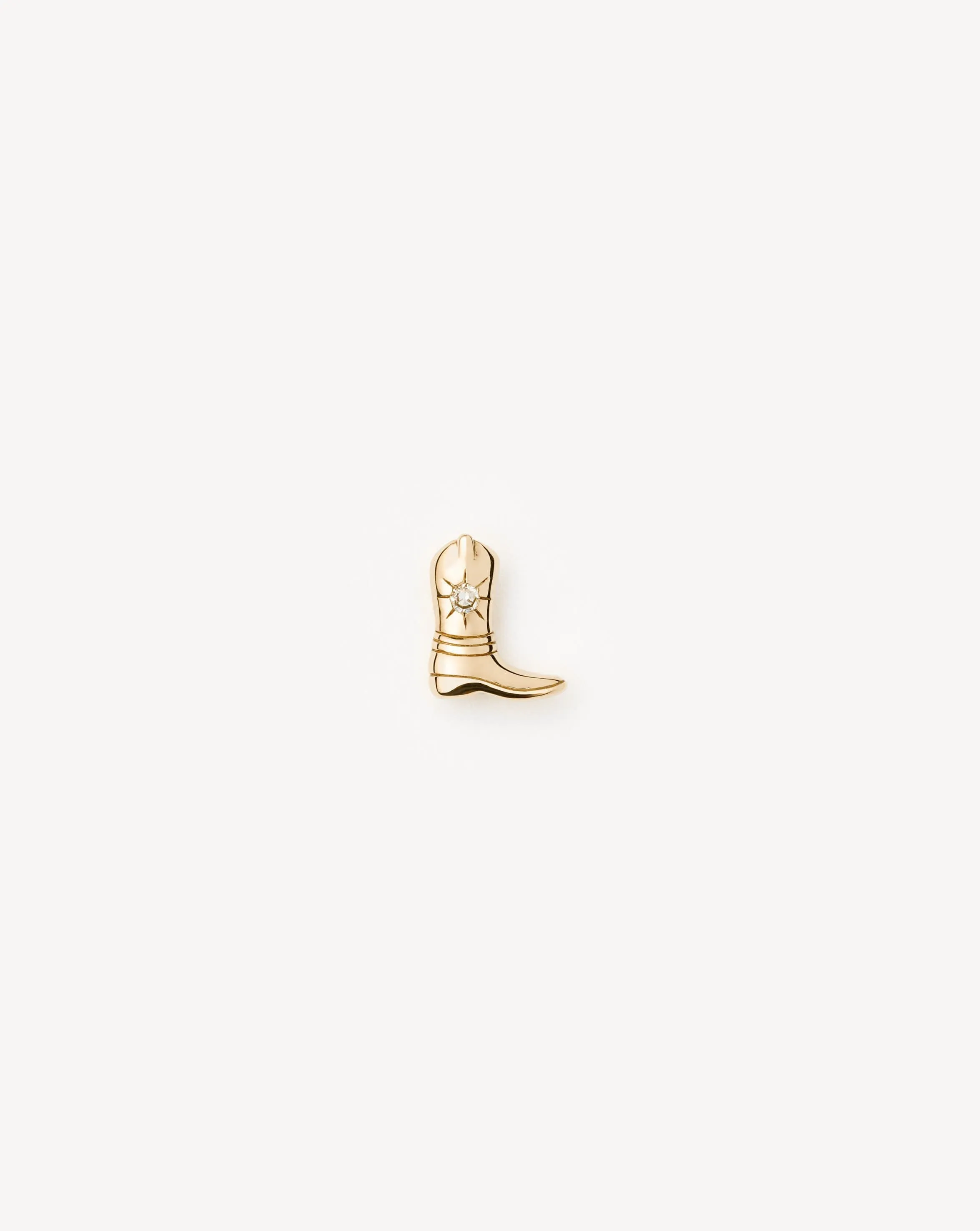Fine Cowboy Boot Single Stud Earring | 14k Solid Gold/Diamond