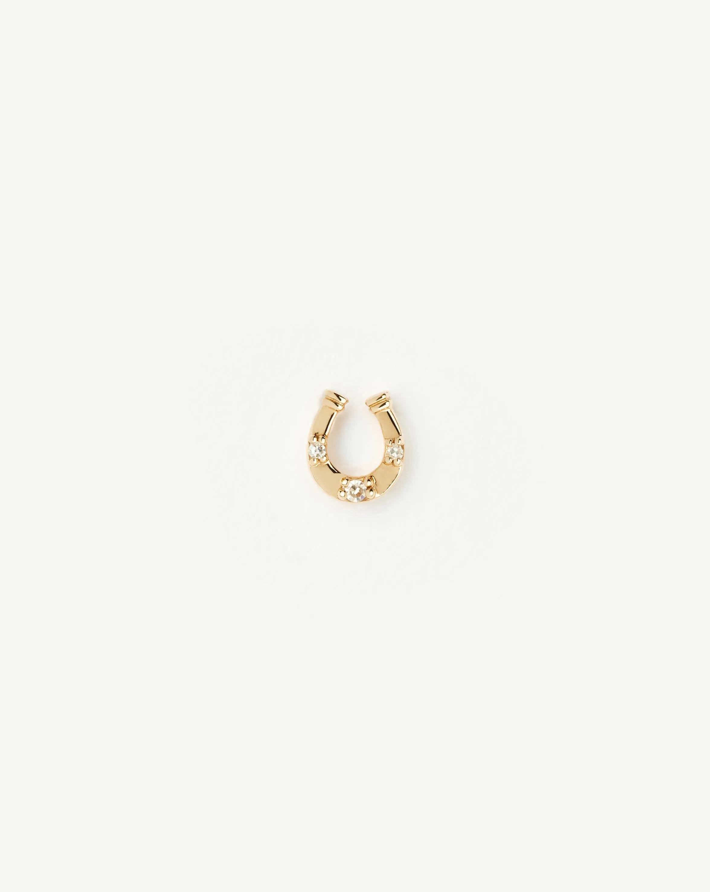 Fine Horseshoe Single Stud Earring | 14k Solid Gold/Diamond