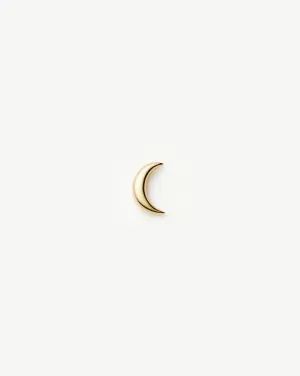 Fine Moon Flat Back Stud Earring | 14k Yellow Gold