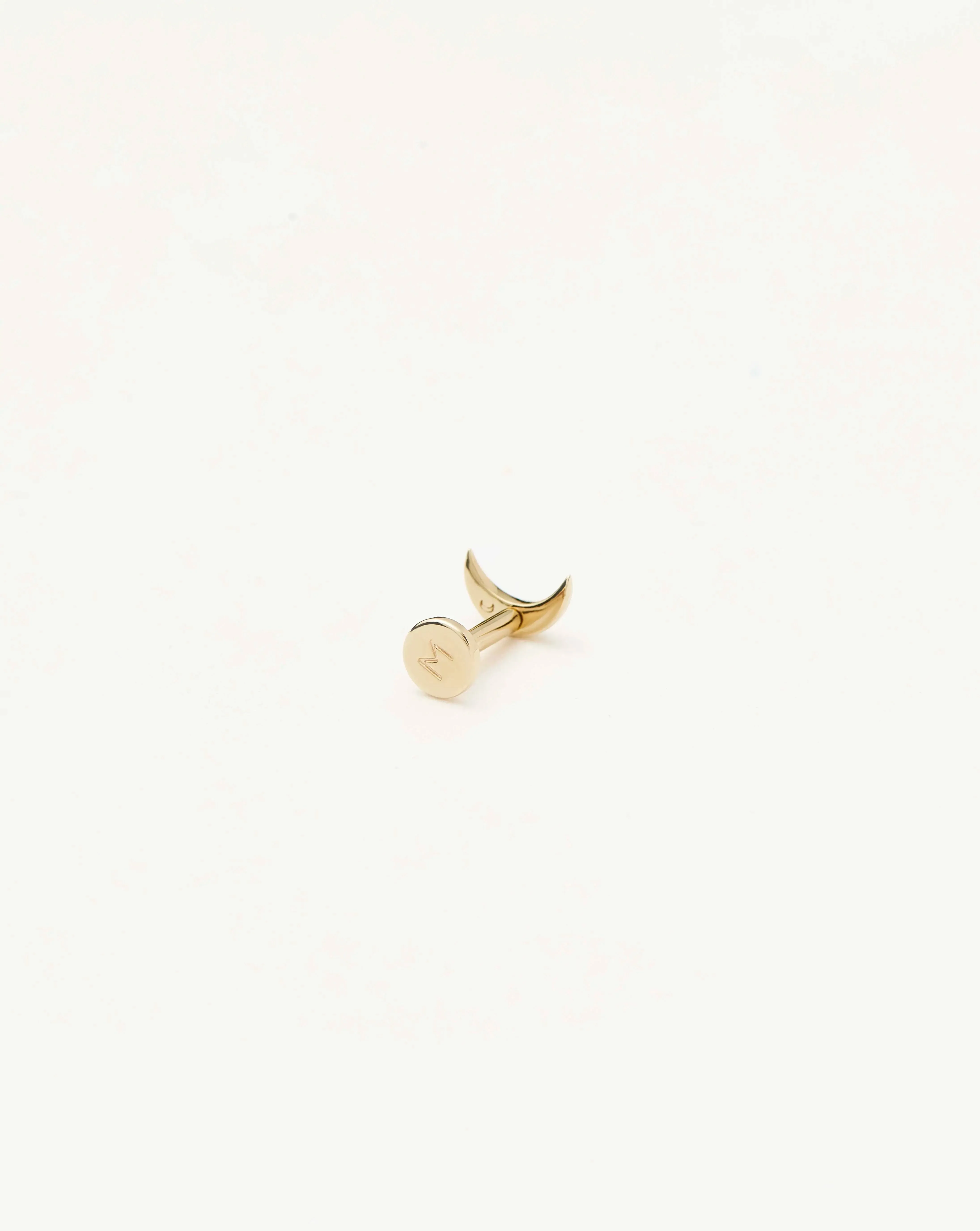 Fine Moon Flat Back Stud Earring | 14k Yellow Gold