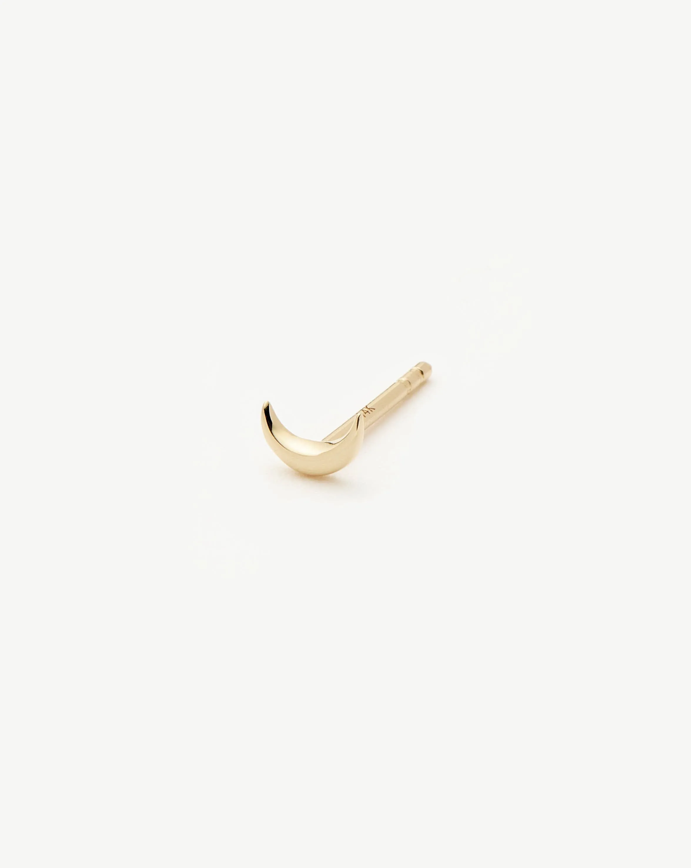 Fine Moon Single Stud Earring | 14k Solid Gold