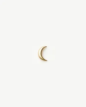 Fine Moon Single Stud Earring | 14k Solid Gold