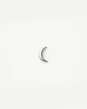 Fine Moon Single Stud Earring | 14k Solid White Gold