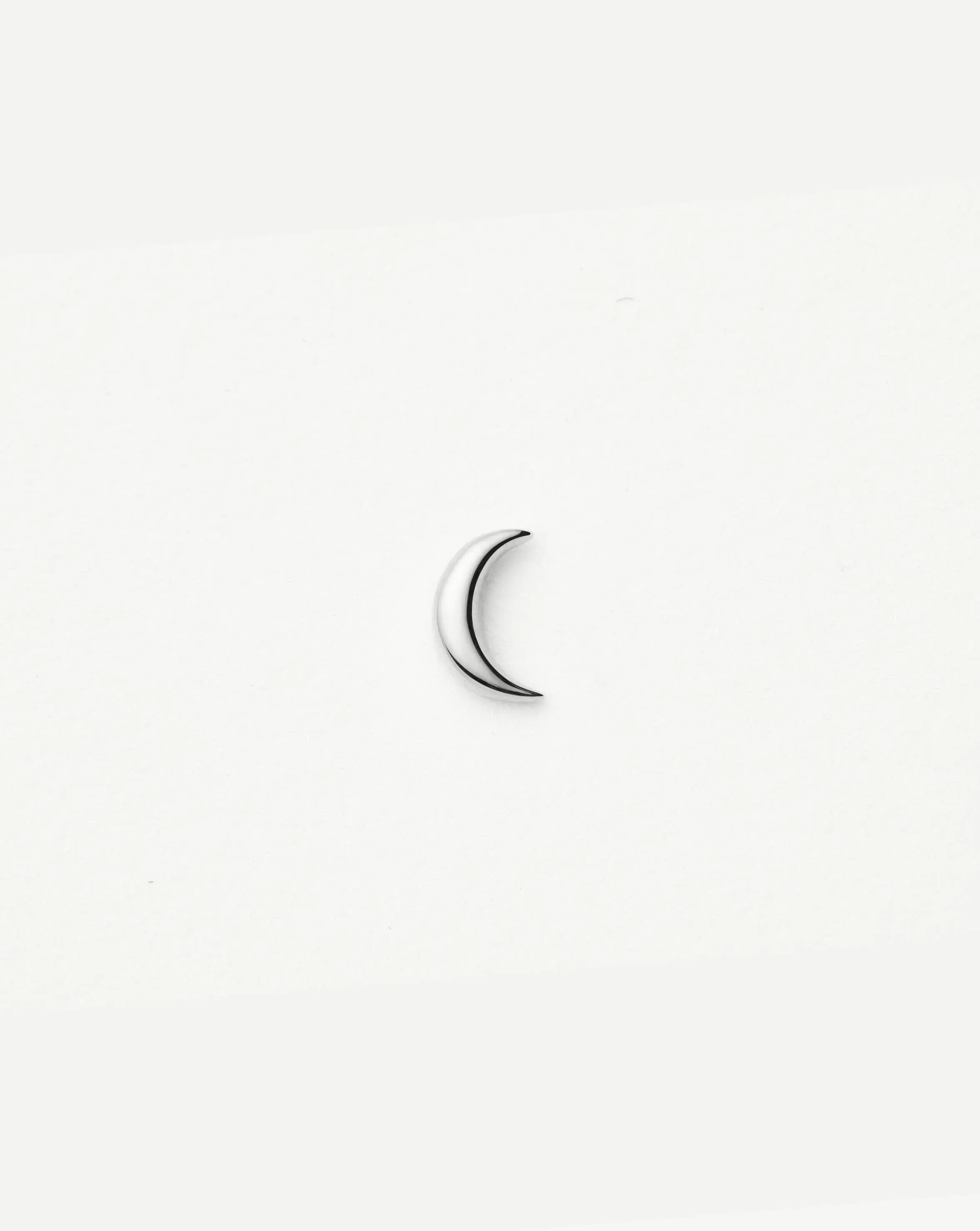 Fine Moon Single Stud Earring | 14k Solid White Gold