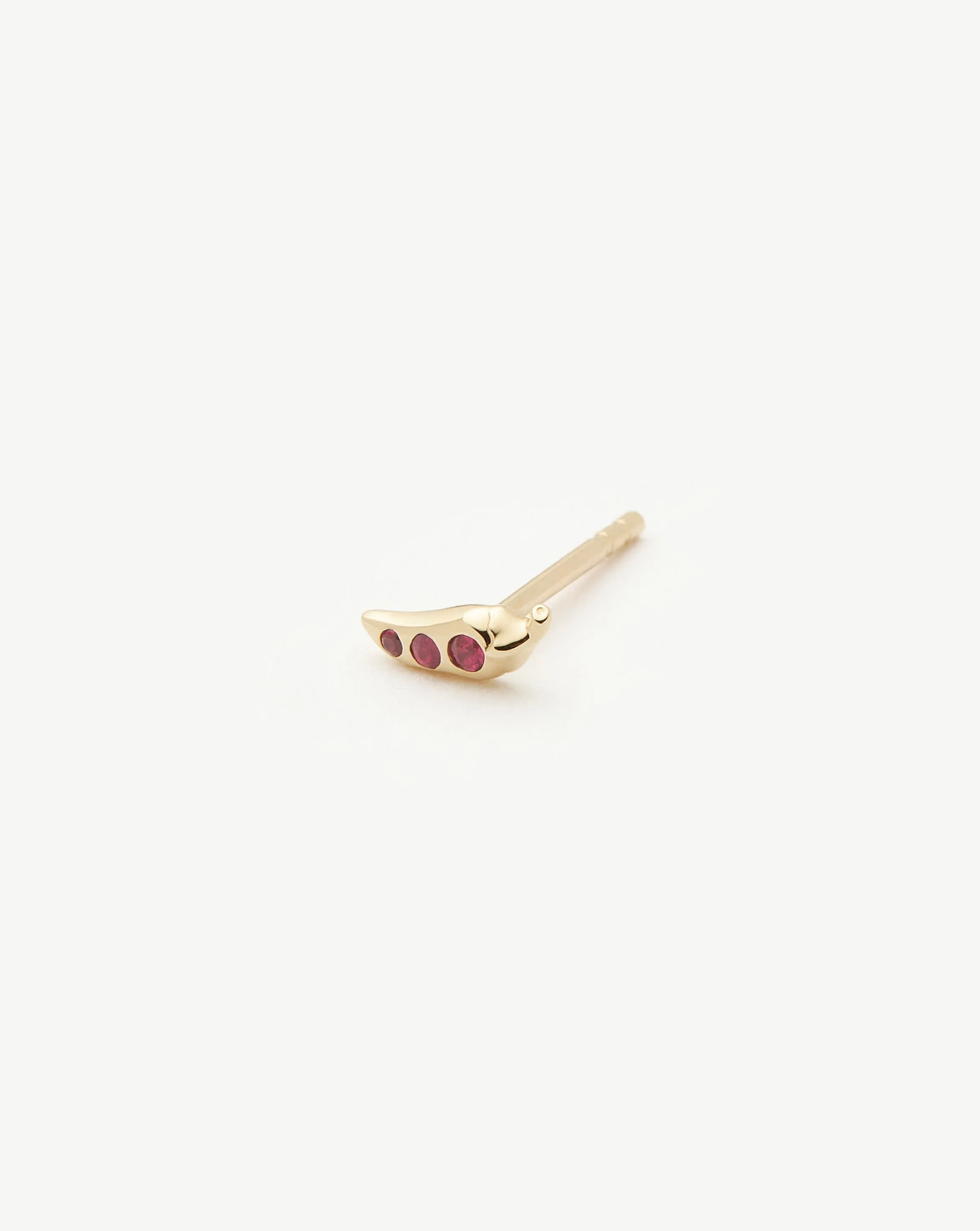 Fine Ruby Chilli Single Stud Earring | 14k Solid Gold/Ruby