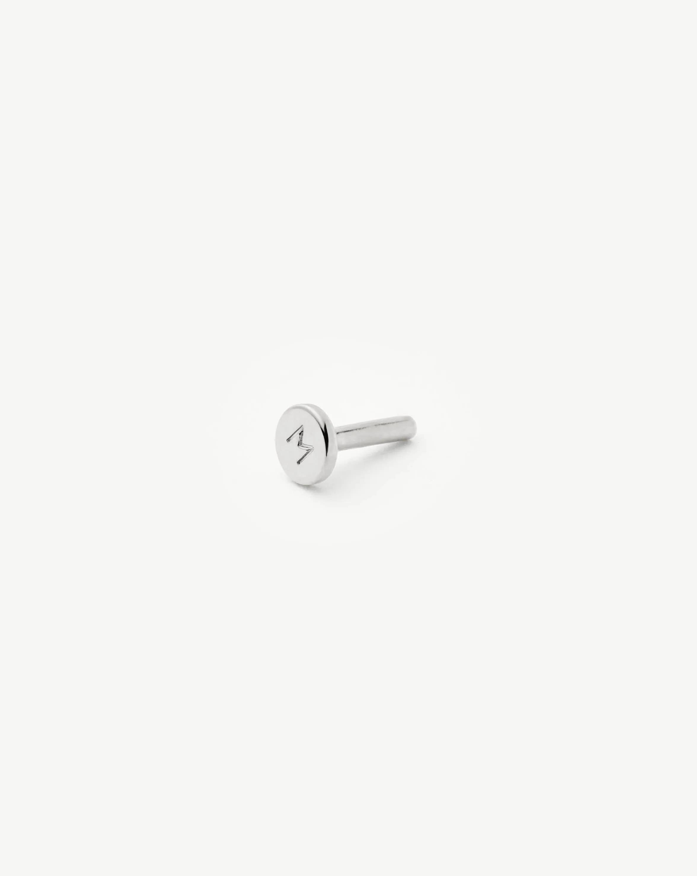 Fine Square Solitaire Flat Back Stud Earring | 14k White Gold/Diamond