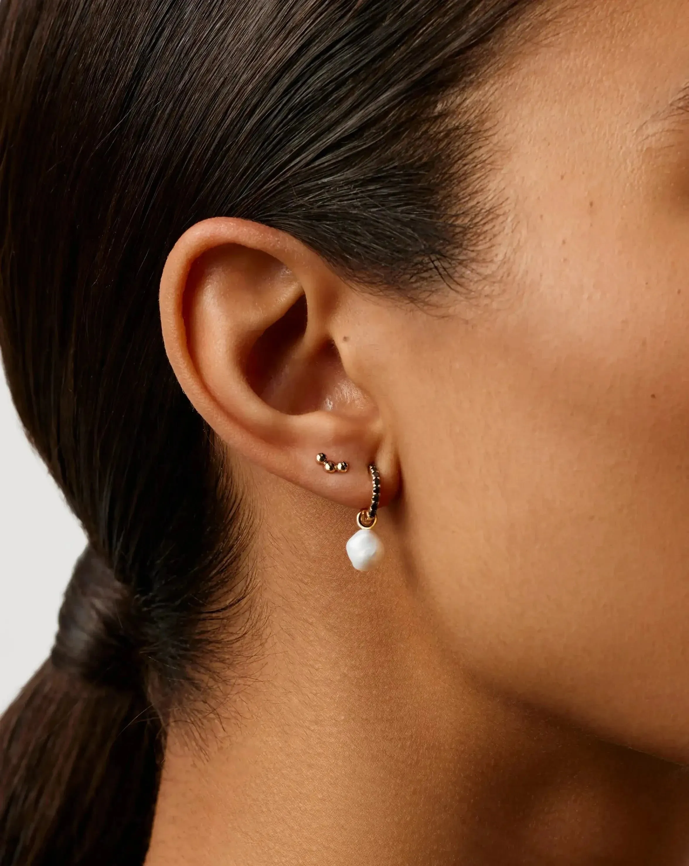 Fine Trio Flat Back Stud Earring | 14k Yellow Gold