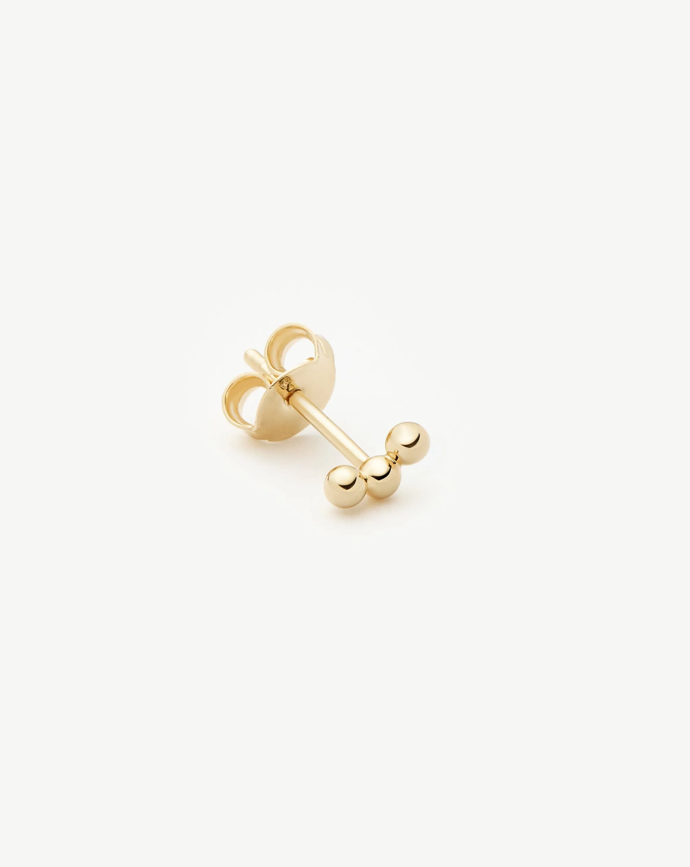 Fine Trio Single Stud Earring | 14k Solid Gold