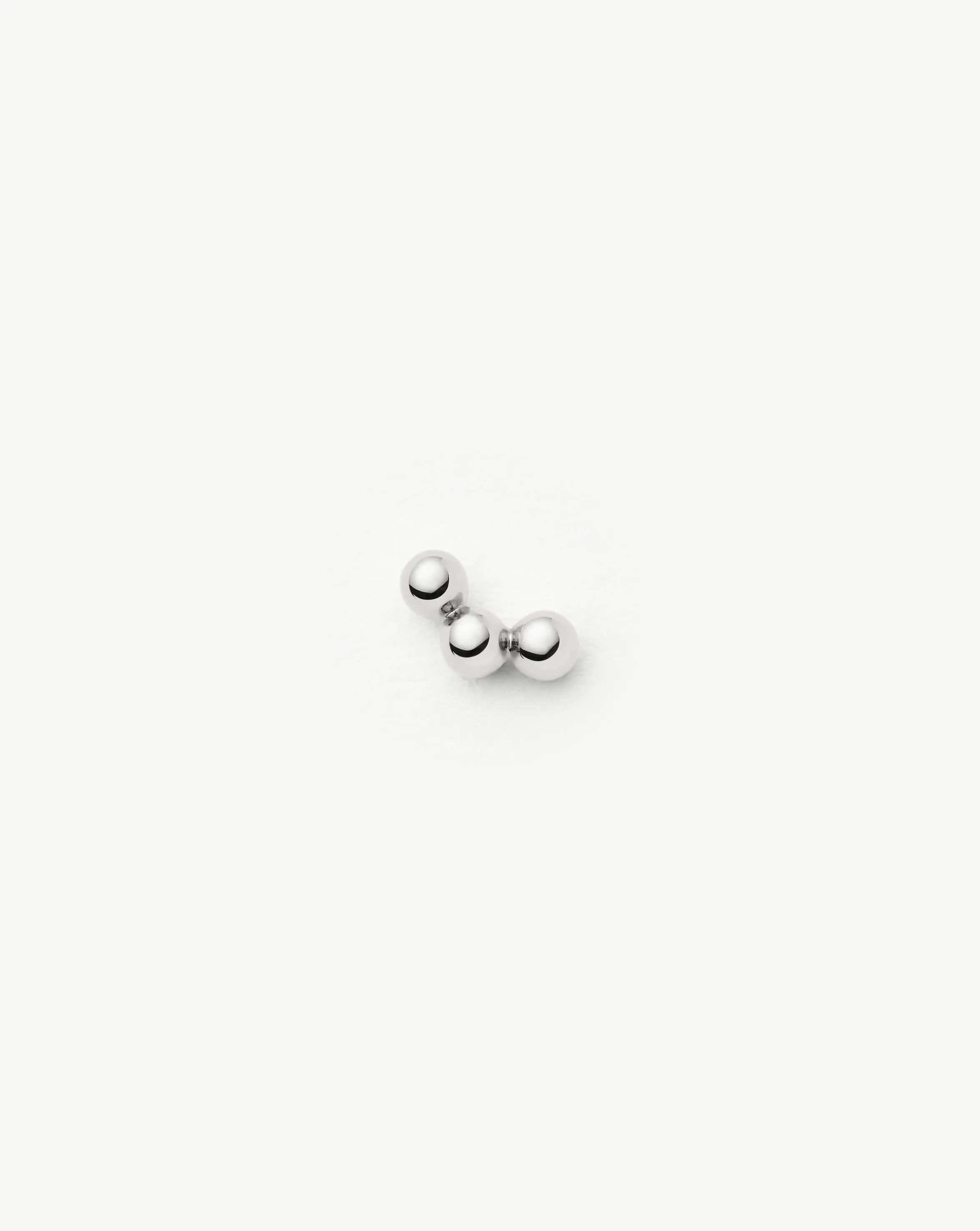 Fine Trio Single Stud Earring | 14k Solid White Gold