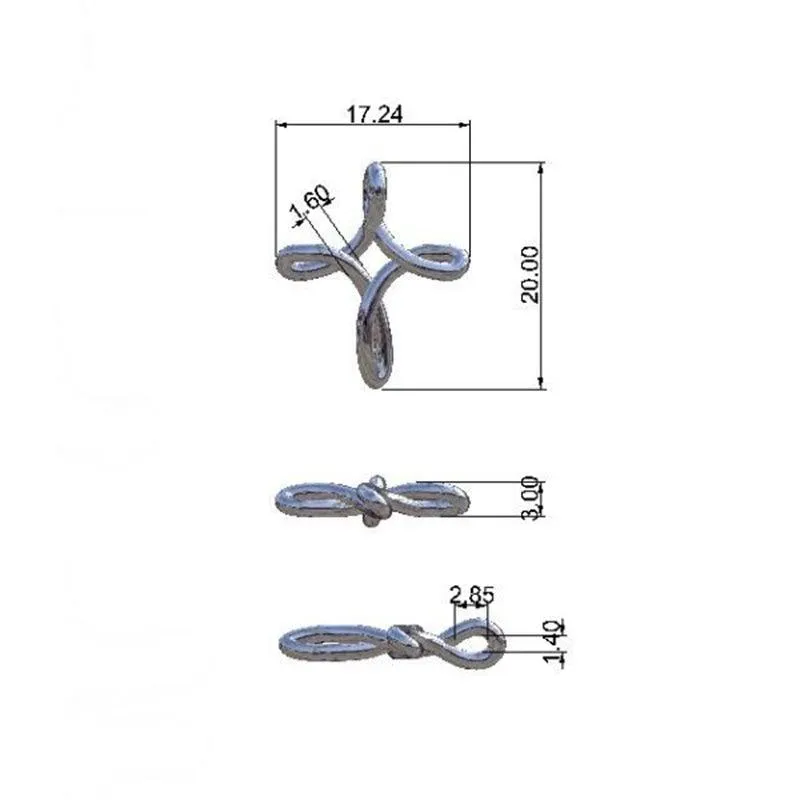 Fluid Wire Cross Pendant in White Gold or Platinum