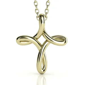 Fluid Wire Cross Pendant in Yellow Gold