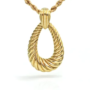 French 18K Yellow Gold Open Tear Drop Pendant