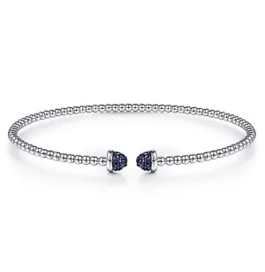 Gabriel & Co-14 K White Gold Bujukan Cuff Bracelet with Sapphire Pav Caps
