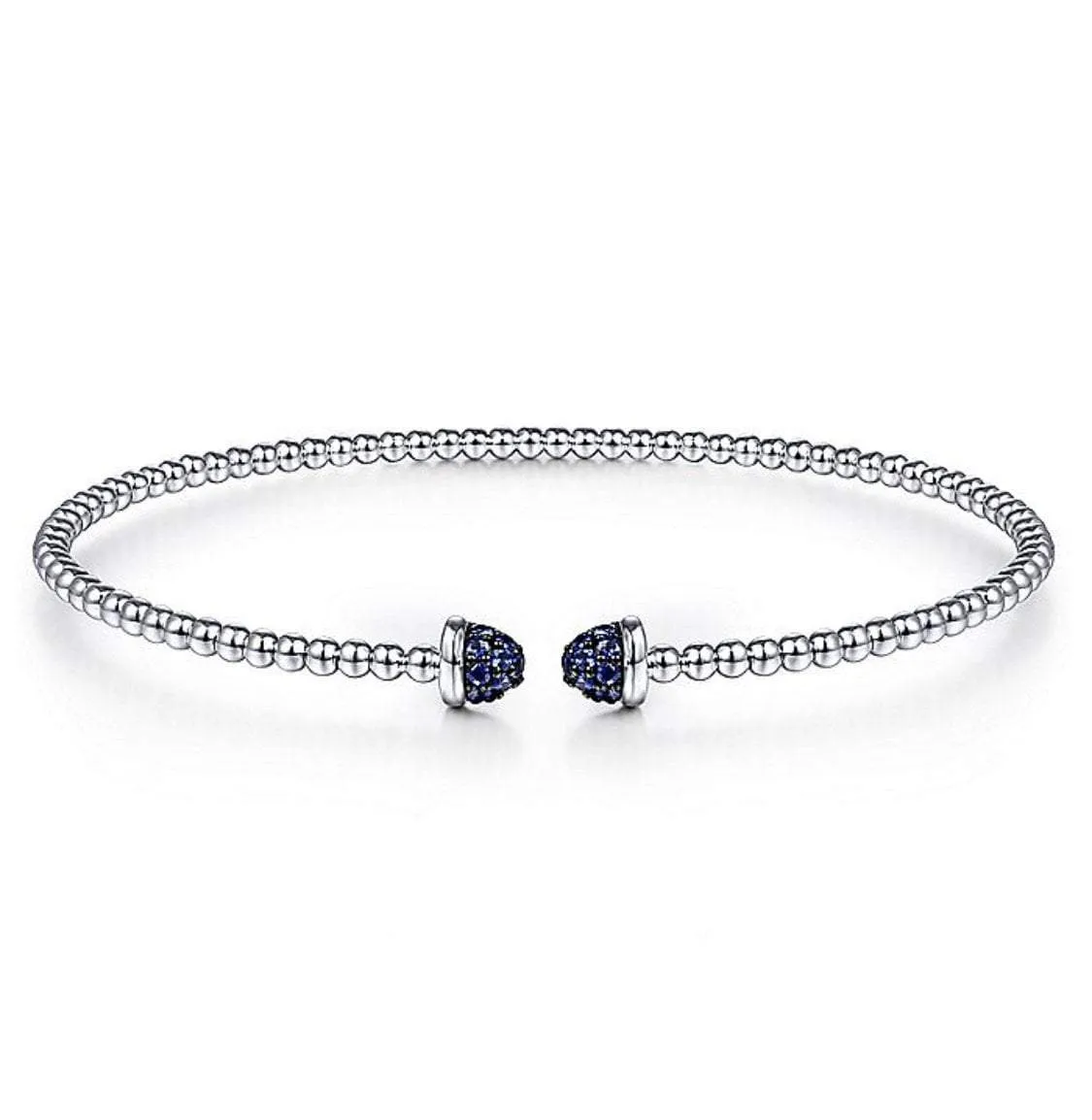 Gabriel & Co-14 K White Gold Bujukan Cuff Bracelet with Sapphire Pav Caps