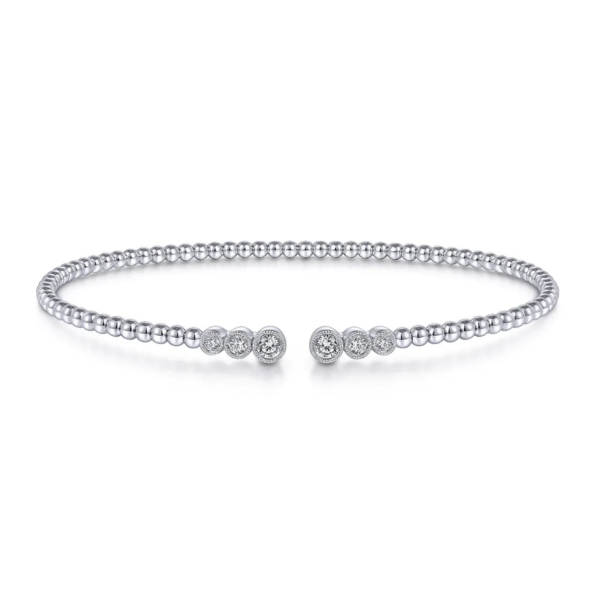 Gabriel & Co.- 14K White Gold Bujukan Split Cuff Bracelet with Bezel Set Diamonds in size 6 25  BG4120-62W45JJ