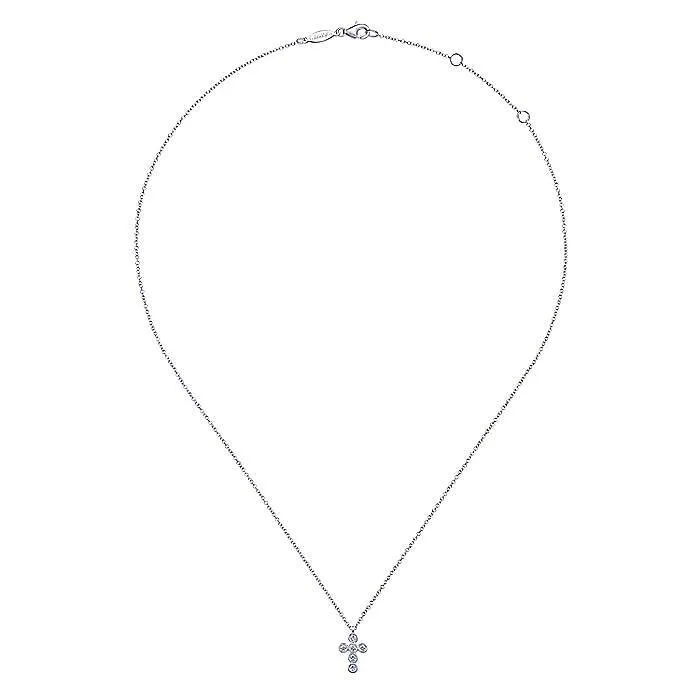 Gabriel & Co. - 14k White Gold Round Diamond Cross *