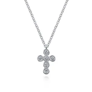 Gabriel & Co. - 14k White Gold Round Diamond Cross *