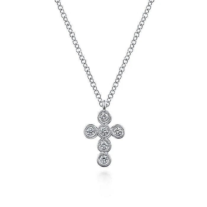 Gabriel & Co. - 14k White Gold Round Diamond Cross *