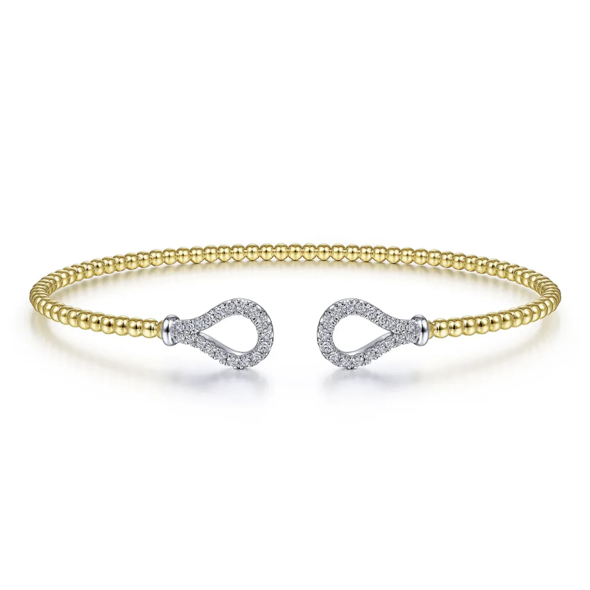 Gabriel & Co.- 14K Yellow-White Gold Open Bujukan Bangle with Diamond Teardrops  BG4328-62M45JJ