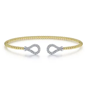 Gabriel & Co.- 14K Yellow-White Gold Open Bujukan Bangle with Diamond Teardrops  BG4328-62M45JJ