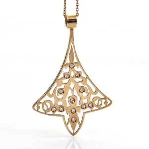 Geometric style 18K Yellow Gold and Diamond Pendant C. 1940