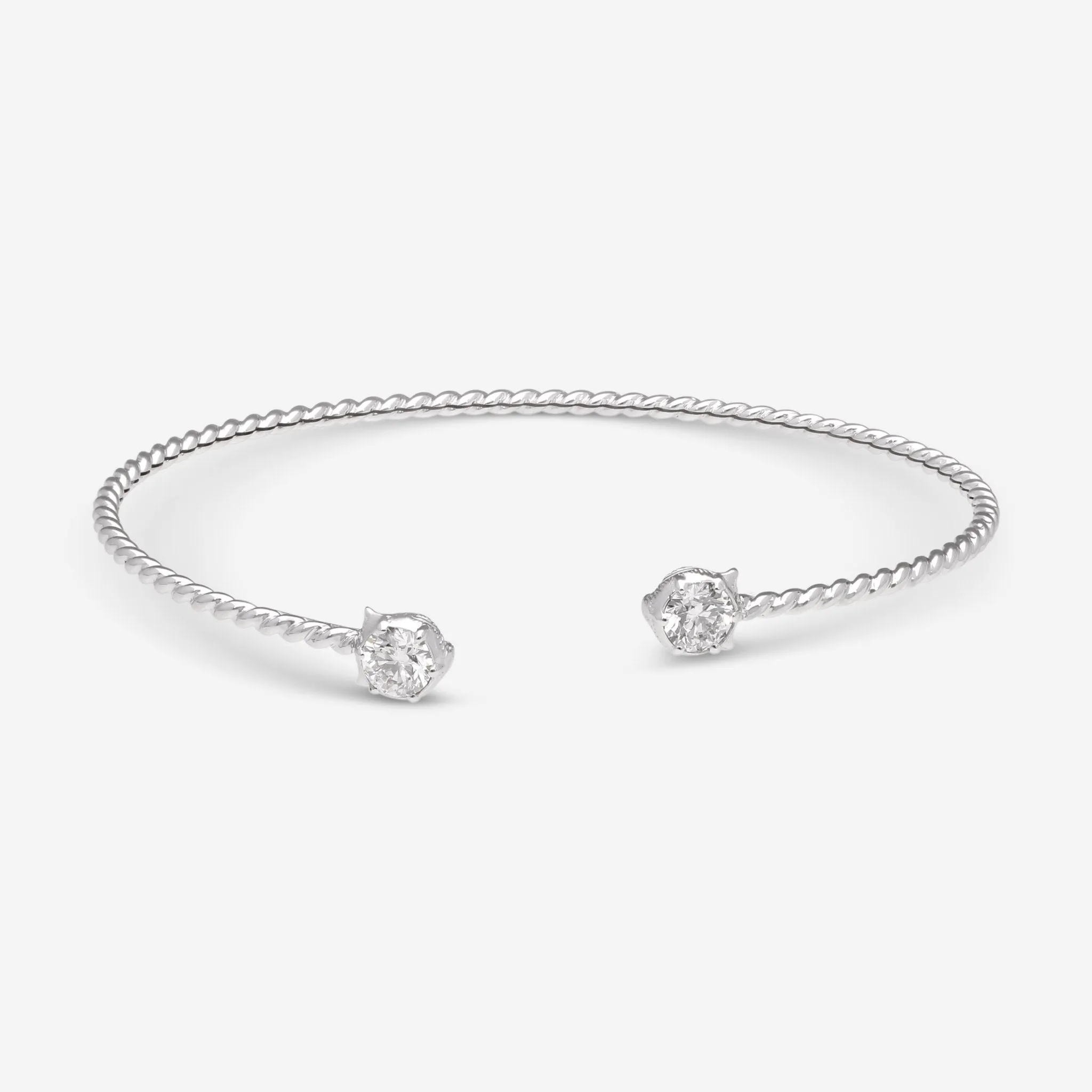 Gucci Le Marche des Merveilles 18K White Gold Diamond Bangle Bracelet YBA525993001