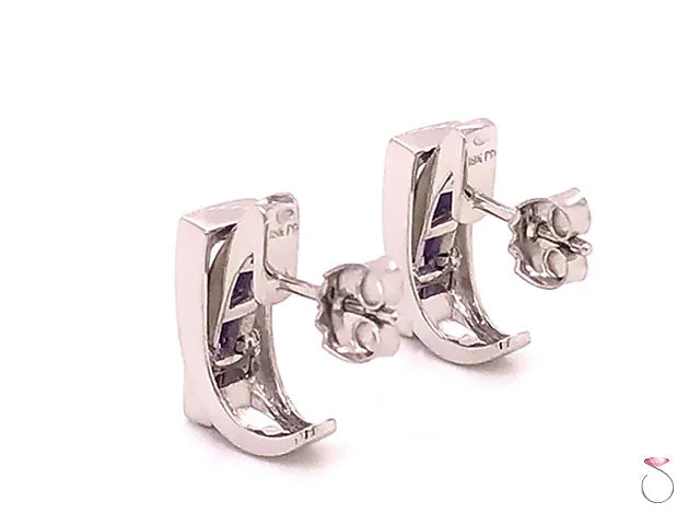 Guy Laroche Amethyst Designer 18K Huggie Earrings