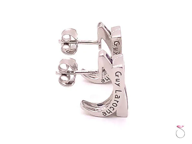 Guy Laroche Amethyst Designer 18K Huggie Earrings