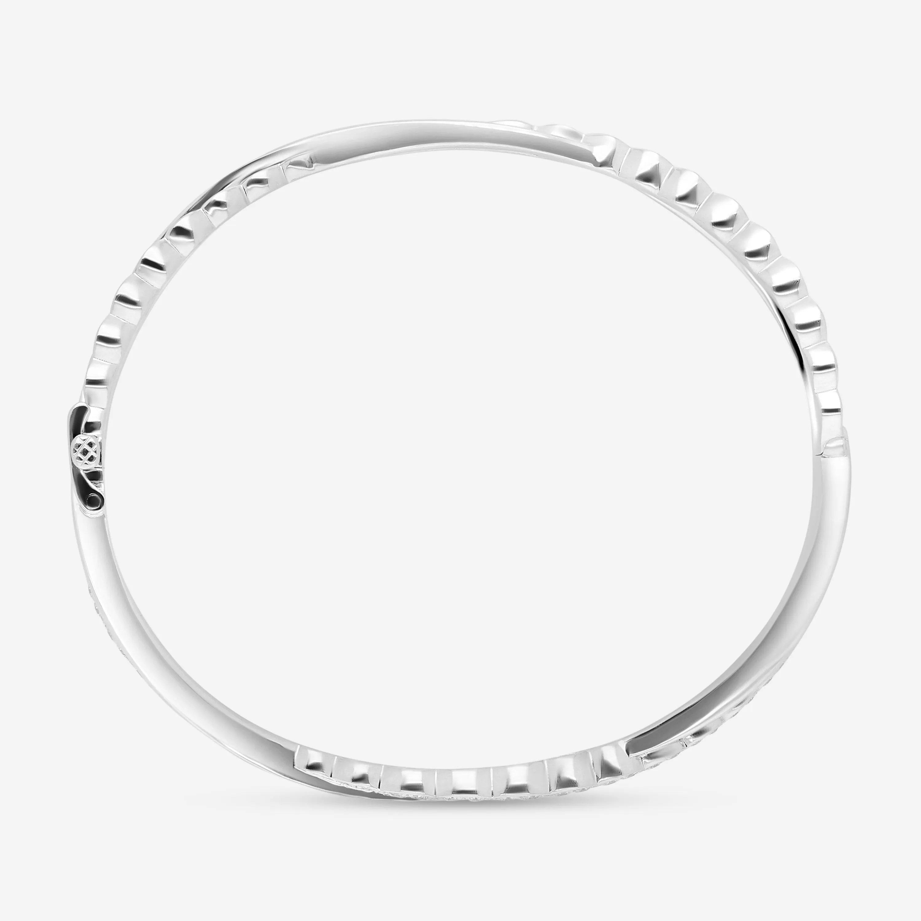 Hearts On Fire Lorelei 18K White Gold Floral Twist Bangle Bracelet HFBLORFTW00658W-M