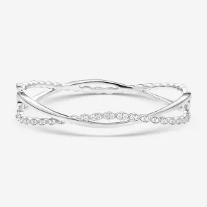 Hearts On Fire Lorelei 18K White Gold Floral Twist Bangle Bracelet HFBLORFTW00658W-M