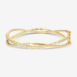 Hearts On Fire Lorelei 18K Yellow Gold Floral Twist Bangle Bracelet HFBLORFTW00658Y-M