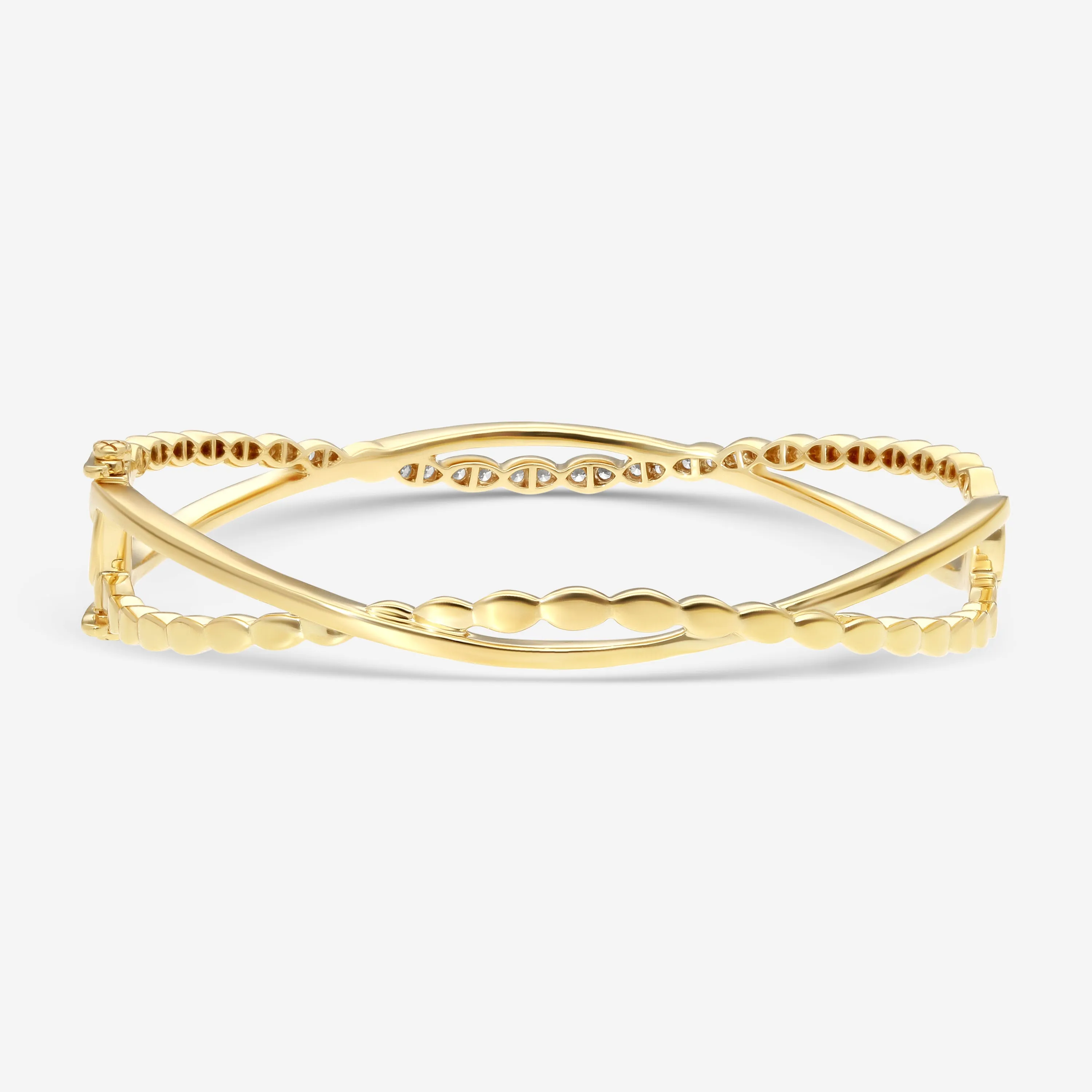Hearts On Fire Lorelei 18K Yellow Gold Floral Twist Bangle Bracelet HFBLORFTW00658Y-M