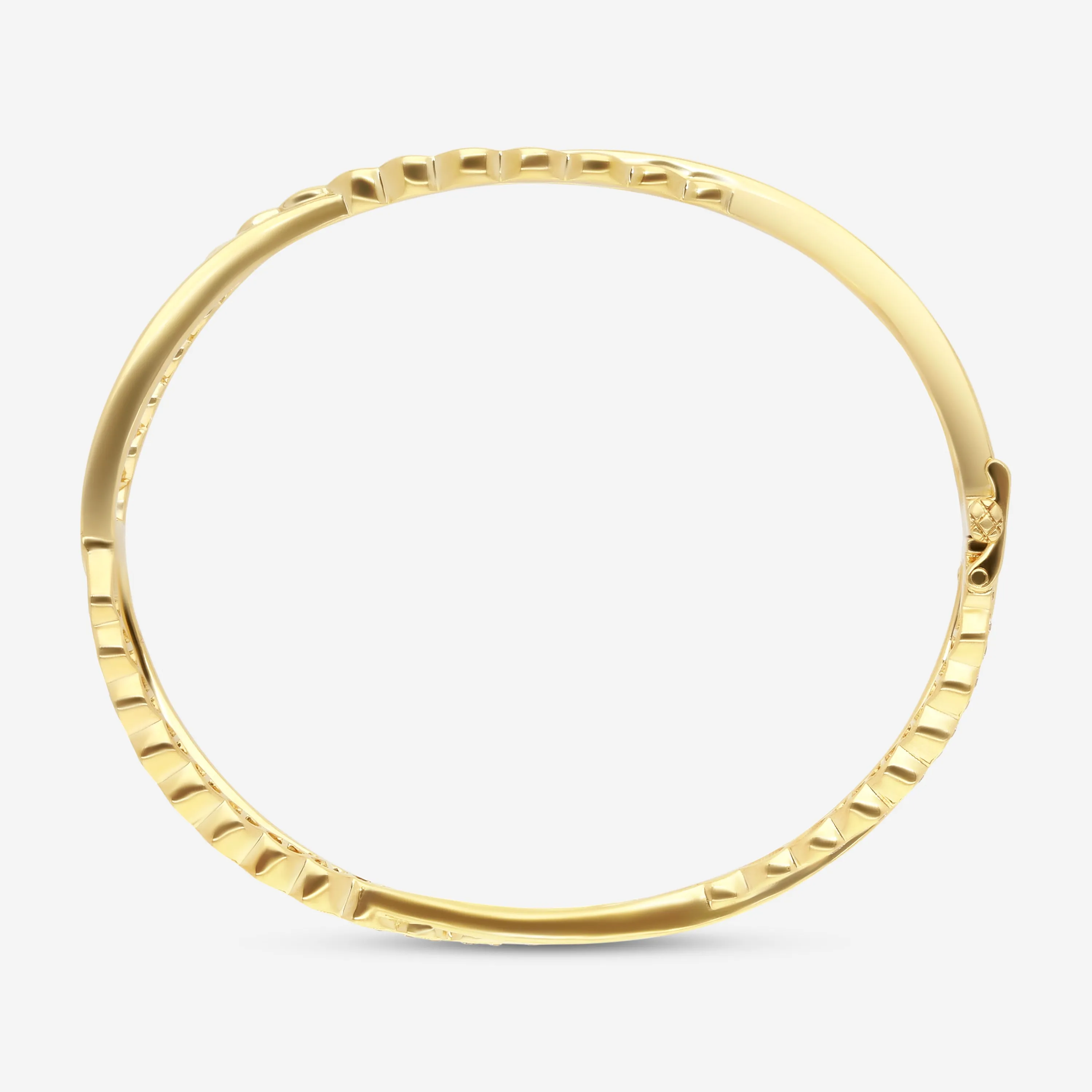 Hearts On Fire Lorelei 18K Yellow Gold Floral Twist Bangle Bracelet HFBLORFTW00658Y-M
