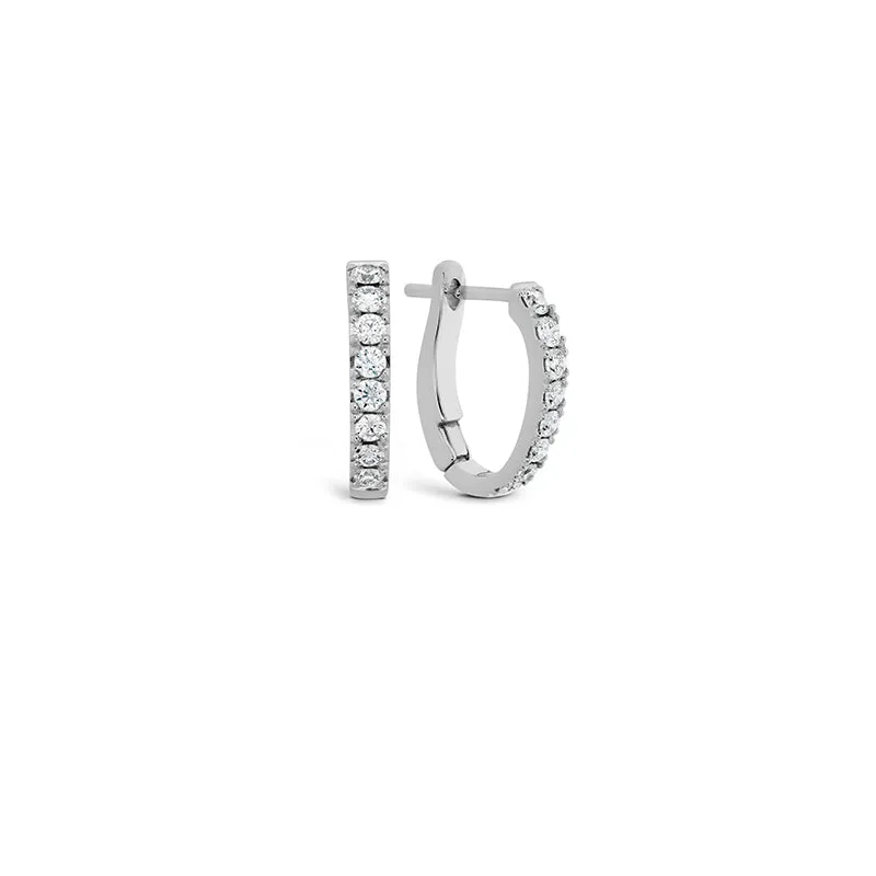 HEARTS ON FIRE 'MINI HOOP' 18CT WHITE GOLD 0.33CT GRADUATED DIAMOND EARRINGS