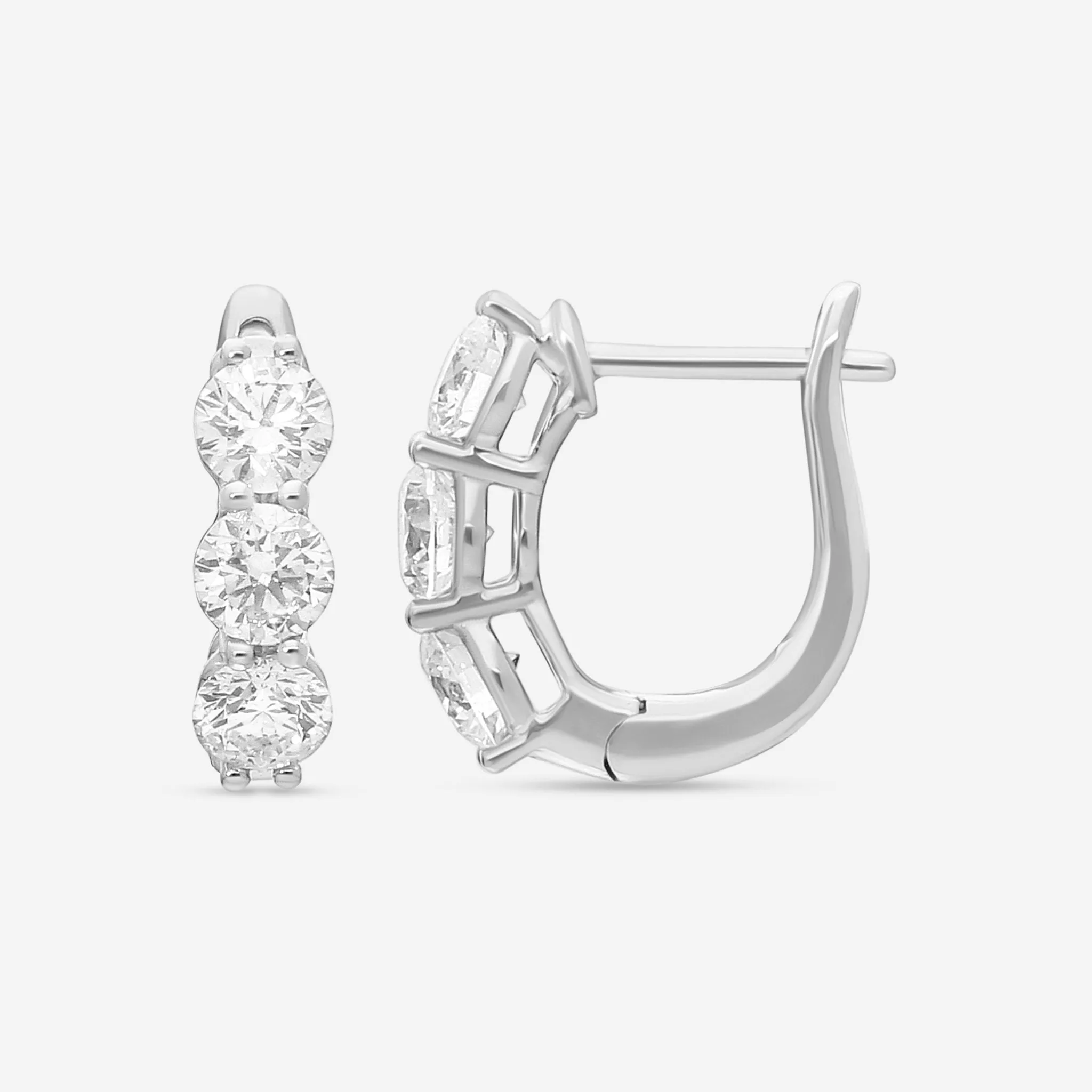 Ina Mar 18K White Gold Diamond 2.00ct.twd Round Hoop Earrings AER-18666