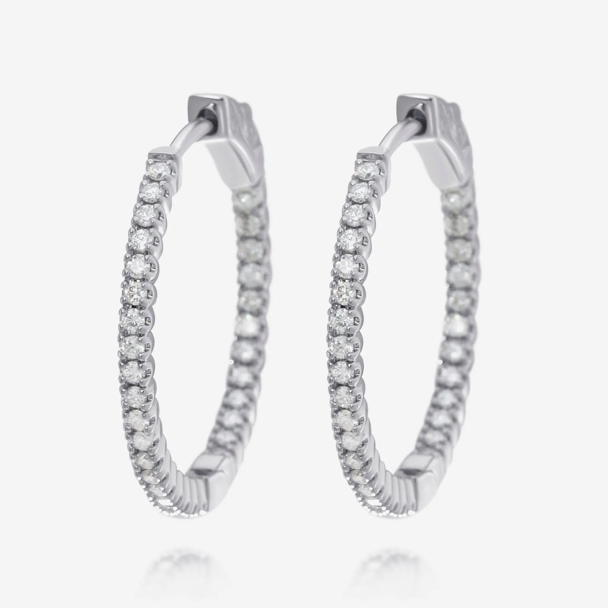Ina Mar 18K White Gold, Inside-Out Diamond 0.94ct.twd. Hoop Earrings